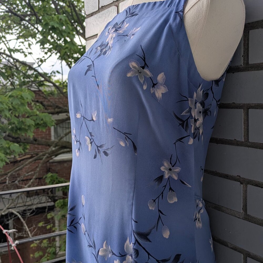 Vintage 1990's Carol Ann maxi summer blue flowery tropical  maxi dress XS to M - Picture 3 of 6